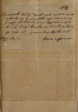 Documento nº 03 encaminhado ao Monsenhor Francisco Corrêa Vidigal (s.d-1838) informando o recebim...