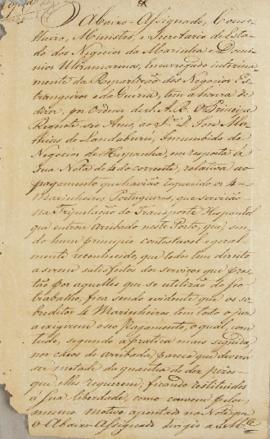 Cópia de despacho enviado pelo Conde das Galves (1756-1814) ao encarregado dos negócios com a Esp...