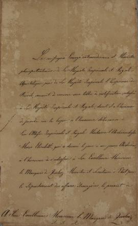 Oficio expedido por Wenzel Philipp Leopold (1784-1851), Barão de Mareschal, a João Severiano Maci...