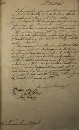 Ofício original, enviado por Antônio Luiz Pereira da Cunha  (1760-1837), Visconde de Inhambupe, a...