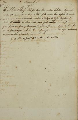 Circular enviada para o corpo diplomático em 23 de dezembro de 1830, convidando-os para participa...
