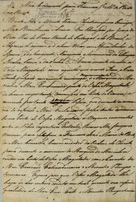Minuta de Credencial de 10 de janeiro de 1817 enviada por D. João VI (1767-1826) dando autorizaçã...