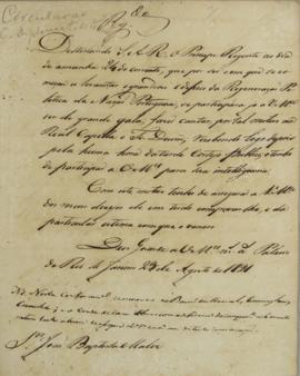 Circular enviada para o corpo diplomático, em 23 de agosto de 1821, solicitando adiar a construçã...
