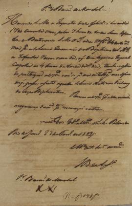 Minuta de despacho de José Bonifácio de Andrada e Silva (1763-1838) para Wenzel Philipp Leopold (...