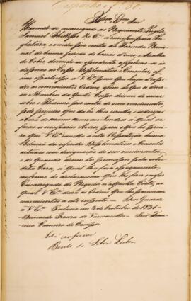 Cópia de despacho enviado por Bernardo Pereira de Vasconcellos (1795-1850) para Francisco Carneir...