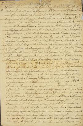 Nota diplomática enviada do Rio de Janeiro, por D. João VI (1786 – 1812) ao Imperador russo Alexa...