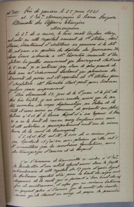 Despacho nº 115, de 25 de junho de 1821, de Jean-Baptiste Maler (s.d.), Cônsul-geral da França no...