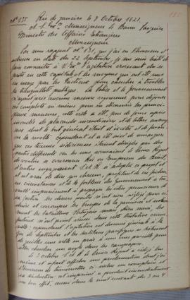 Despacho nº 135, de 9 de outubro de 1821, de Jean-Baptiste Maler (s.d.), Cônsul-geral da França n...