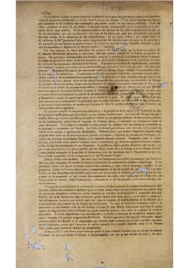 Carta de Vicente Pazos (1779-1852) ao Congresso Soberano das Províncias Unidas da América do Sul ...