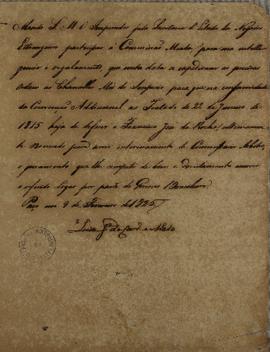 Despacho de Luis José de Carvalho e Melo (1764-1826) comunicando a Comissão mista que nesta data ...