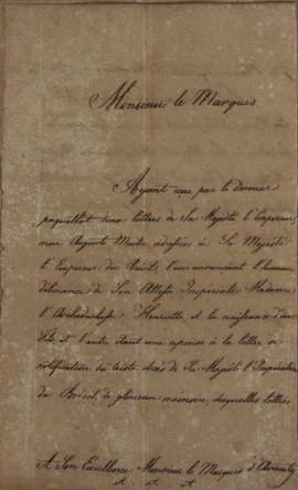 Oficio de Wenzel Philipp Leopold (1784-1851), Barão de Mareschal, a João Carlos Augusto de Oyenha...