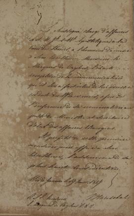 Oficio enviado por Wenzel Philipp Leopold (1784-1851), Barão de Mareschal, a João Severiano Macie...