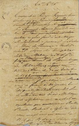 Carta ao Príncipe Regente, D. Pedro I (1798-1834) sobre os livros da livraria da família do desem...
