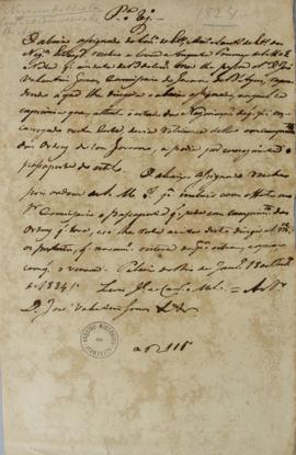 Minuta de Luis José de Carvalho e Melo (1764-1826) a José Valentim Gomez (s.d.) do dia 18 de jane...