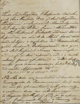 Circular enviada para o corpo diplomático em 31 de março de 1831, convidando-os ao baile cerimoni...