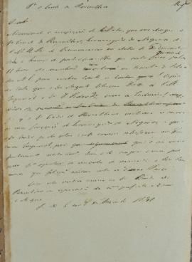 Minuta ao Conde Reventlow, datada em 07 de dezembro de 1831, solicitando o envio de uma carta cre...