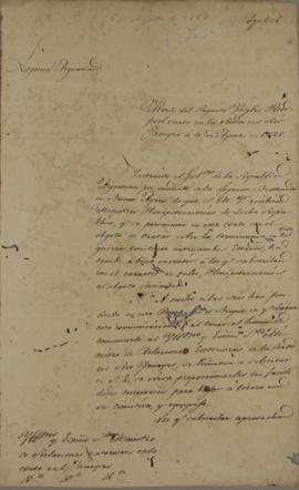 Ofício enviado por Juan Baleasci e Tomás Guido (1788- 1866) a legação Argentina, em 6 de agosto d...