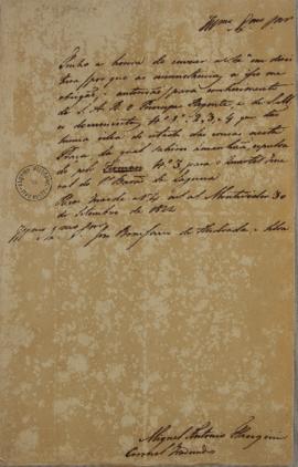 Ofício de 30 de setembro de 1822, enviado por Miguel Antônio Flangini (s.d) para José Bonifácio d...