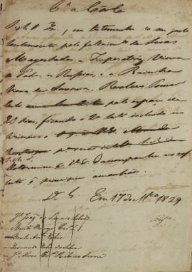 Circular enviada para a corte em 17 de março de 1829, lamentando a morte da Imperatriz de todas a...