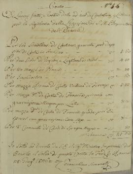 Oficio de Gisacchine Simonetti, enviado em 28 agostos de 1826, contendo as despesas da secretaria...