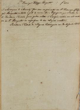 Minuta de correspondência encaminhada por João Carlos Augusto de Oeinhausen(s.d.-1838), Marques d...