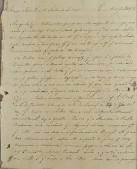 Carta enviada em 15 de junho de 1825 por Antônio Moro a Vicente Antônio da Costa (s.d), trazendo ...