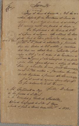 Ofício de 15 de dezembro de 1822, enviada por David Jewett (1772-1842) para o comandante das forç...