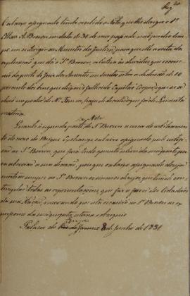Minuta de despacho de 8 de junho de 1831, endereçada a Ethan Allen Brown (1776-1852), encarregado...
