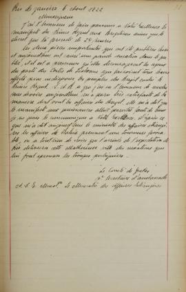 Despacho de 6 de agosto de 1822, de Jacques-Marie Aymard (s.d.-1837), Conde de Gestas, dirigida a...