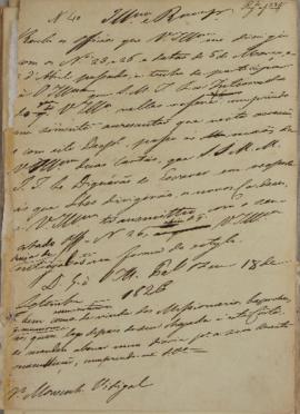 Despacho enviado pelo Monsenhor Francisco Corrêa Vidigal (s.d-1838) em 18 de setembro de 1826 sin...