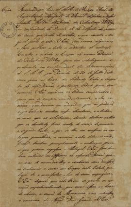 Cópia de ofício enviado em 13 de setembro de 1822, de Barão da Laguna (1764-1836) a Álvaro da Cos...