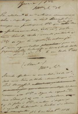 Circular enviada em 20 de outubro de 1828 para a Marinha, comunicando sobre o horário do desembar...