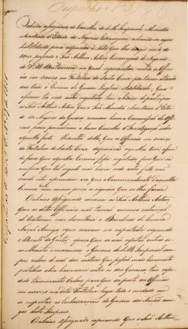 Cópia de despacho expedido por Francisco Carneiro de Campos (1765-1842), para Bento da Silva Lisb...