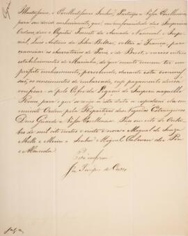Cópia de ofício enviado por Miguel de Sousa Melo e Alvim (1784-1855) para Miguel Calmon du Pin e ...