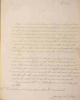 Ofício original enviado por Gaspar José Lisboa (1803-1865), para Antônio de Menezes Vasconcellos ...