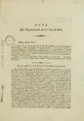 Cópia de 20 de junho de 1823, enviada por Manuel Rollano para Tomás García de Zuñiga (1780-1843),...