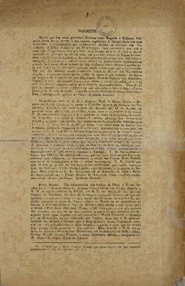 Cópia de decreto de Álvaro da Costa do dia 14 de setembro de 1822 relatando sobre o pedido de ext...