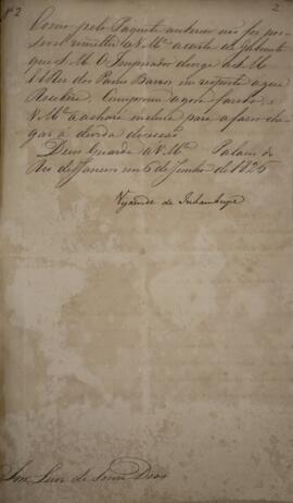 Cópia de despacho enviado por Antônio Luiz Pereira da Cunha (1760-1837), Visconde de Inhambupe, p...