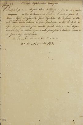 Circular enviada para o corpo diplomático estrangeiro em 29 de novembro de 1830, solicitando o en...