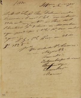Circular enviada para o Visconde de Santo Antônio em 21 de novembro de 1825, convocando-o para um...