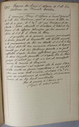 Cópia da nota de 5 de fevereiro de 1822, de Jean-Baptiste Maler (s.d.), Cônsul-geral da França no...