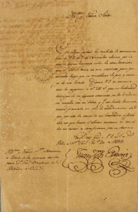 Ofício de 20 de janeiro de 1823, enviado por Juan José Durán (s.d.) a José Bonifácio de Andrada e...