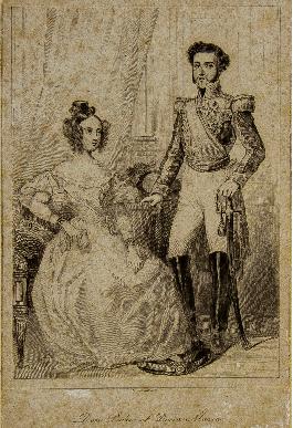Imperador Dom Pedro I (1798-1834) acompanhado de Dona Maria da Glória (1819-1853). [Gravura]