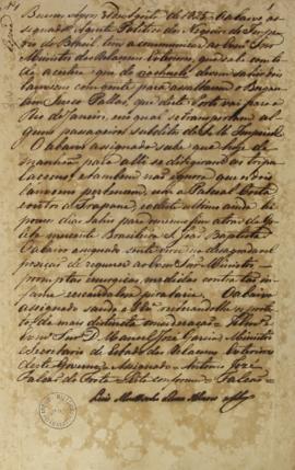 Ofício de Antônio José Falcão da Frota (1780-1848) para Manuel José Garcia (1784-1848) em 31 de a...