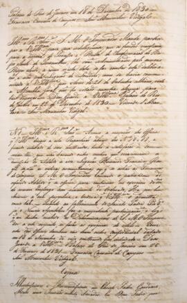 Cópia de despacho enviado por Francisco Carneiro de Campos (1765-1842), para o Monsenhor Francisc...