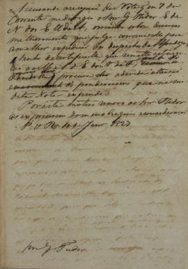 Minuta de despacho de 10 de janeiro de 1829, endereçada a Guilherme Tudor (1779-1830), encarregad...