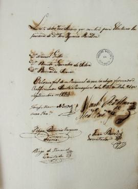 Lista de 21 de setembro de 1823 contendo os nomes dos eleitores da Vila de Melo: Manuel Grillo, B...