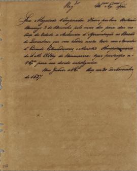 Circular enviada em 30 de novembro de 1827, comunicando a audiência de apresentação do Barão de L...