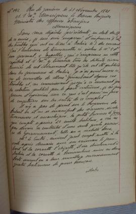 Despacho nº 142, de 21 de novembro de 1821, de Jean-Baptiste Maler (s.d.), Cônsul-geral da França...
