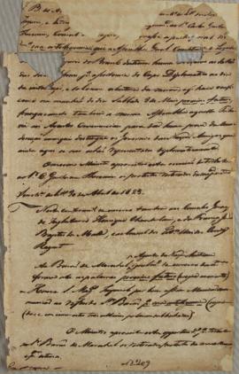 Despacho enviado ao corpo diplomático em 30 de abril de 1823, tratando sobre questões diplomática...